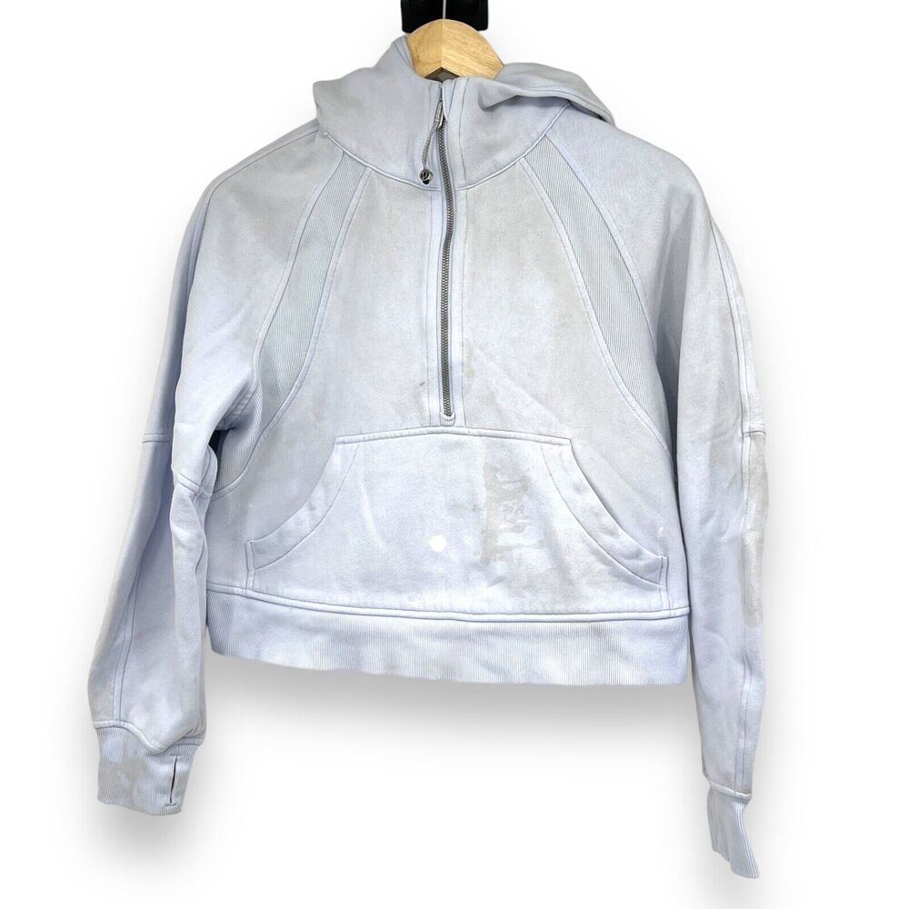Lululemon Scuba Oversized Half Zip Hoodie Light Blue Women XS/S Crop flawed